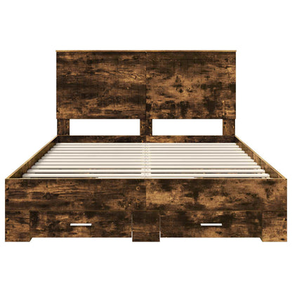 vidaXL Bettrahmen Geräucherte Eiche 140 x 190 cm Holzwerkstoff