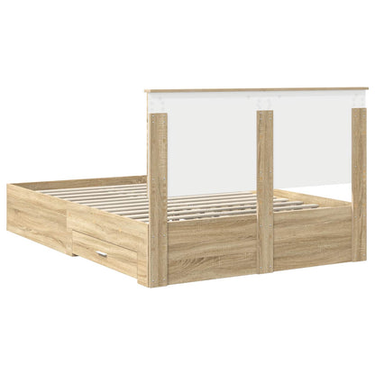 vidaXL Bettrahmen mit Kopfteil Sonoma-Eiche 135 x 190 cm Holzwerkstoff