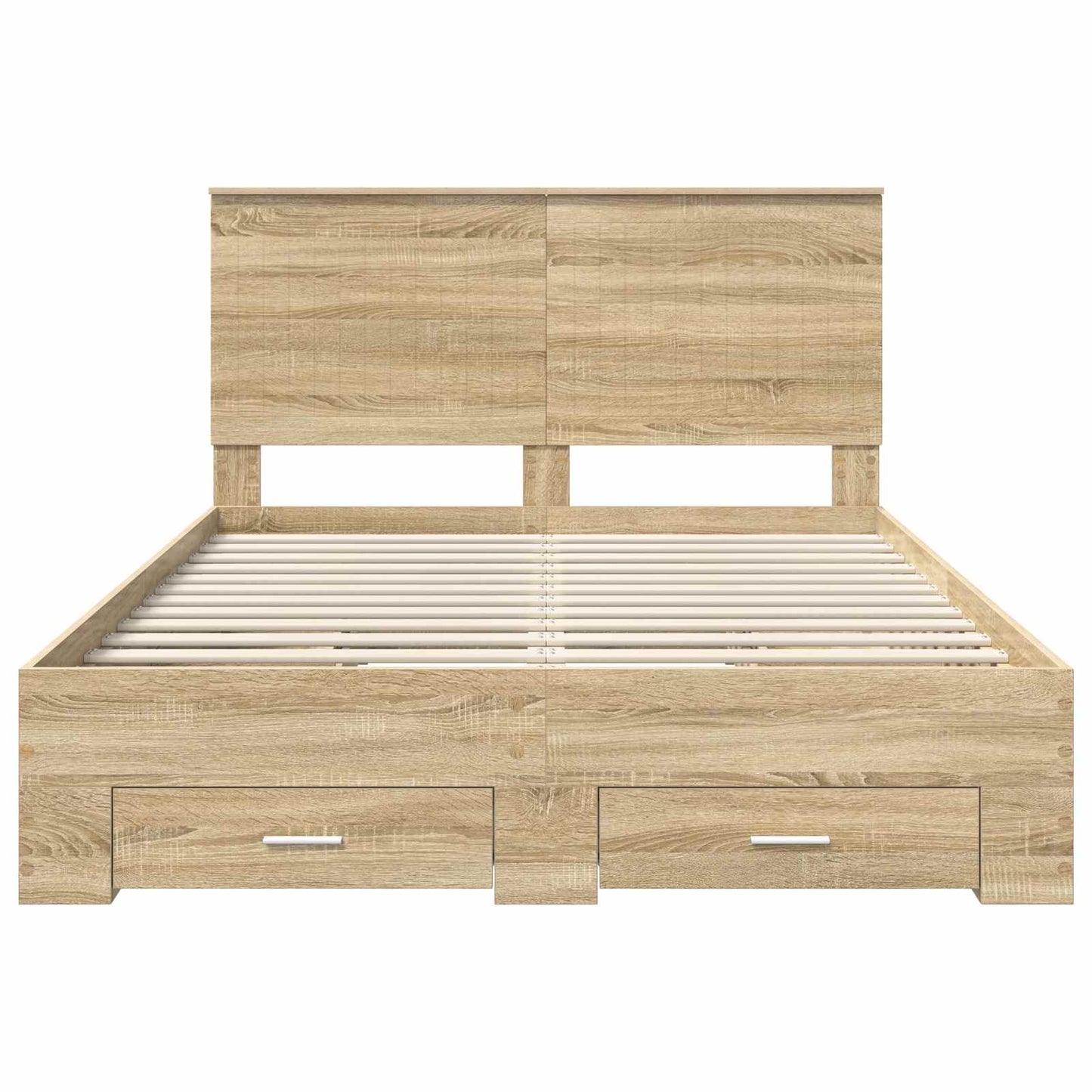 vidaXL Bettrahmen mit Kopfteil Sonoma-Eiche 135 x 190 cm Holzwerkstoff