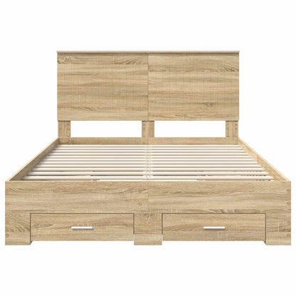 vidaXL Bettrahmen mit Kopfteil Sonoma-Eiche 135 x 190 cm Holzwerkstoff