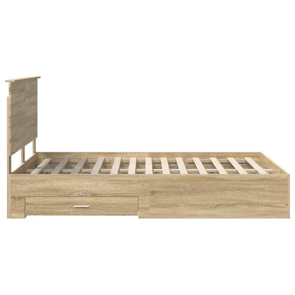 vidaXL Bettrahmen mit Kopfteil Sonoma-Eiche 135 x 190 cm Holzwerkstoff