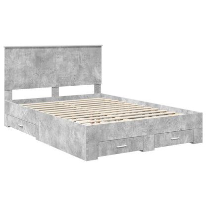 vidaXL Bettrahmen mit Kopfteil Beton Grau 135 x 190 cm Holzwerkstoff
