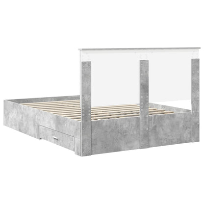 vidaXL Bettrahmen mit Kopfteil Beton Grau 135 x 190 cm Holzwerkstoff