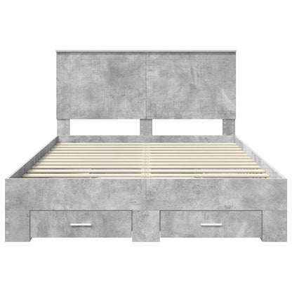 vidaXL Bettrahmen mit Kopfteil Beton Grau 135 x 190 cm Holzwerkstoff