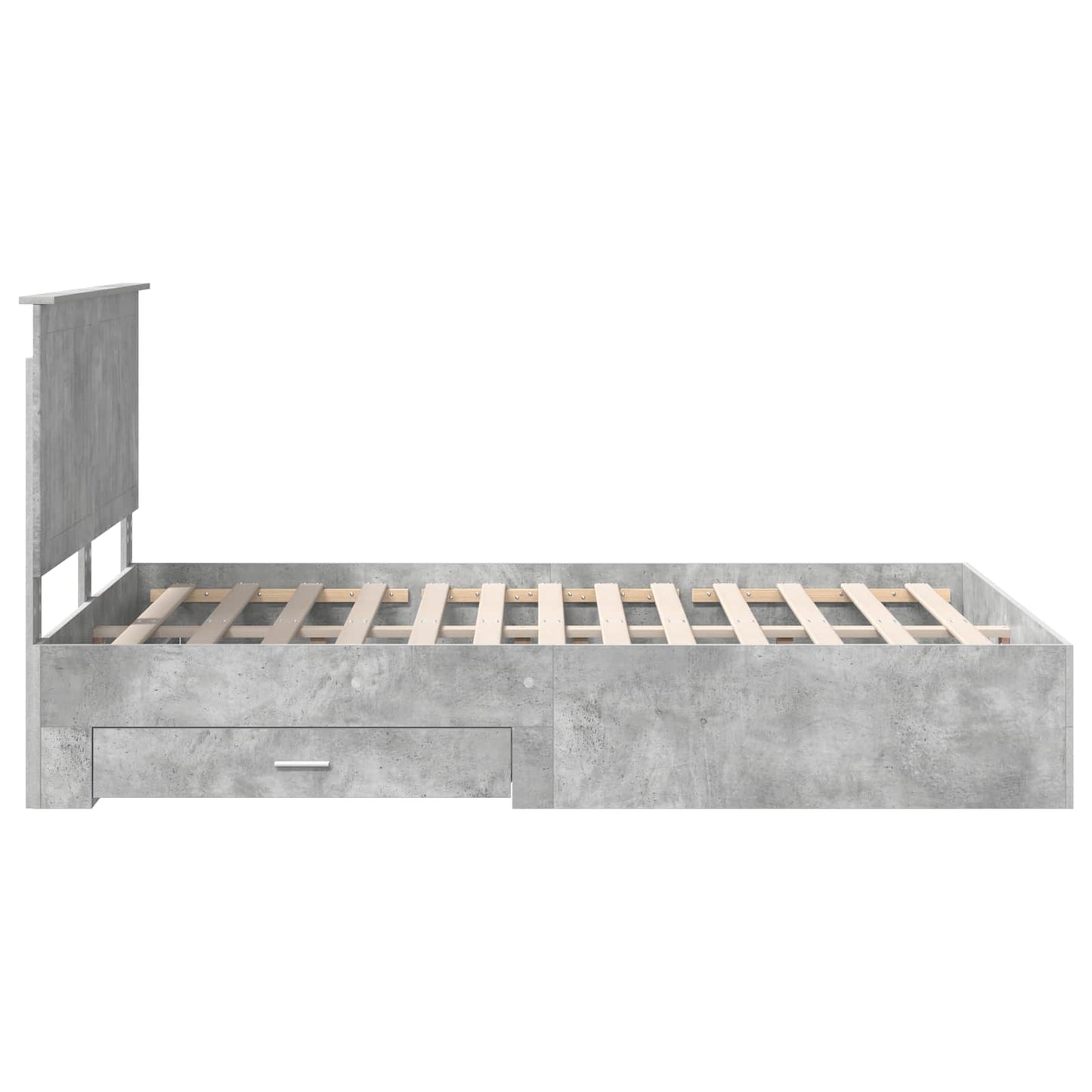 vidaXL Bettrahmen mit Kopfteil Beton Grau 135 x 190 cm Holzwerkstoff