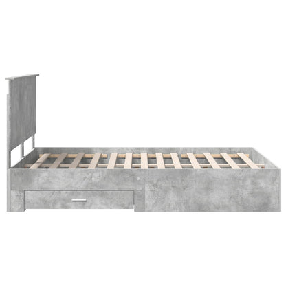 vidaXL Bettrahmen mit Kopfteil Beton Grau 135 x 190 cm Holzwerkstoff