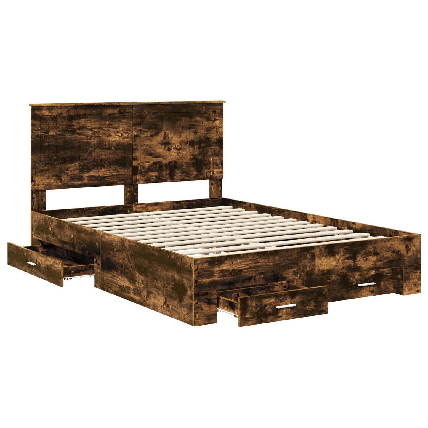 vidaXL Bettrahmen Geräucherte Eiche 135 x 190 cm Holzwerkstoff