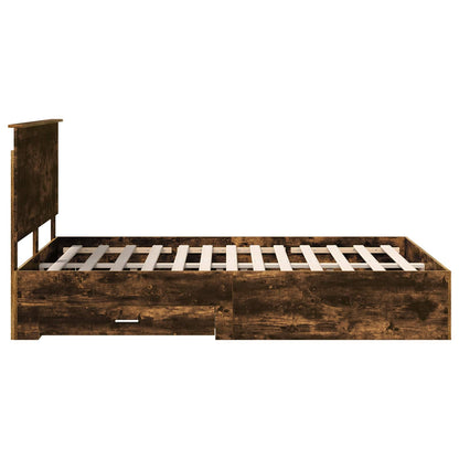 vidaXL Bettrahmen Geräucherte Eiche 135 x 190 cm Holzwerkstoff