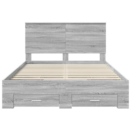 vidaXL Bettrahmen Graues Sonoma 135 x 190 cm Holzwerkstoff