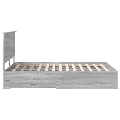 vidaXL Bettrahmen Graues Sonoma 135 x 190 cm Holzwerkstoff