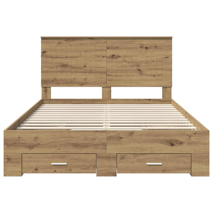 vidaXL Bettrahmen Artisan-Eiche 135 x 190 cm Holzwerkstoff