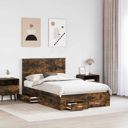 vidaXL Bettrahmen Geräucherte Eiche 120 x 200 cm Holzwerkstoff