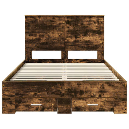 vidaXL Bettrahmen Geräucherte Eiche 120 x 200 cm Holzwerkstoff