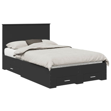 vidaXL Bettrahmen mit Kopfteil Schwarz 120 x 190 cm Holzwerkstoff