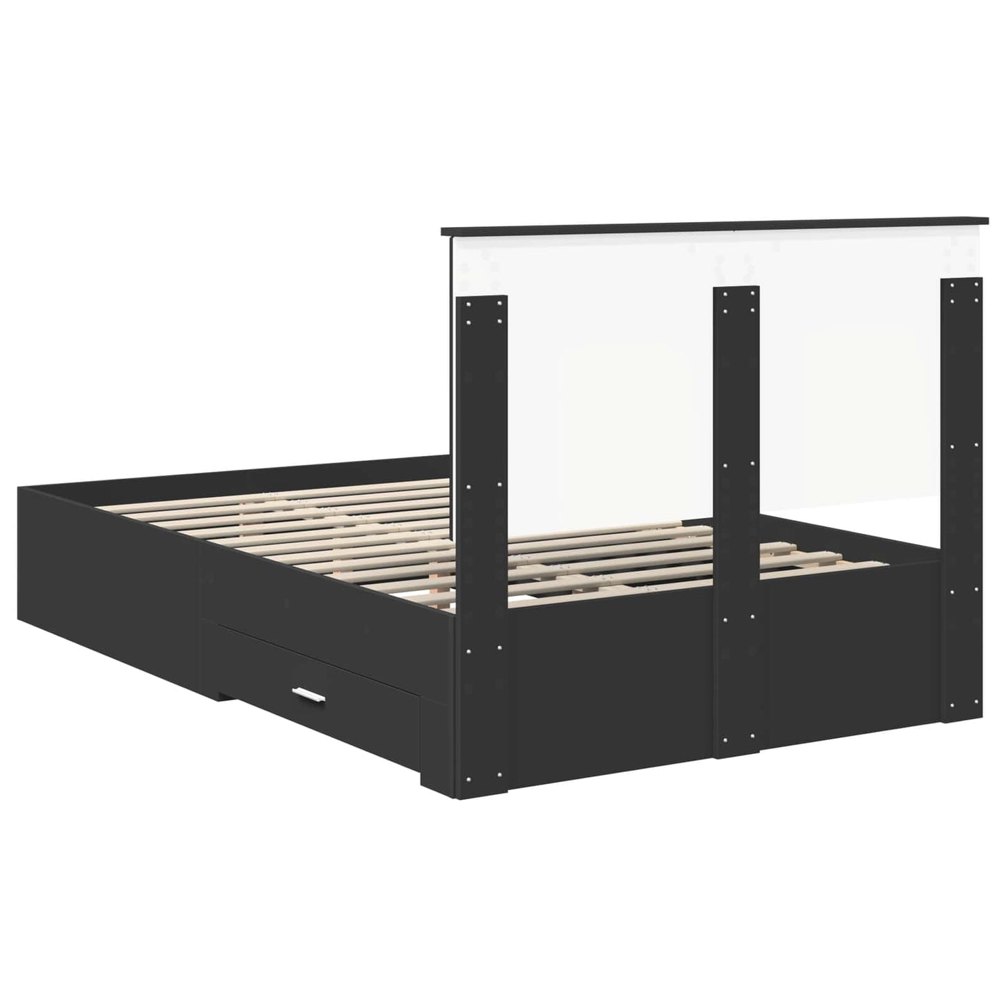 vidaXL Bettrahmen mit Kopfteil Schwarz 120 x 190 cm Holzwerkstoff