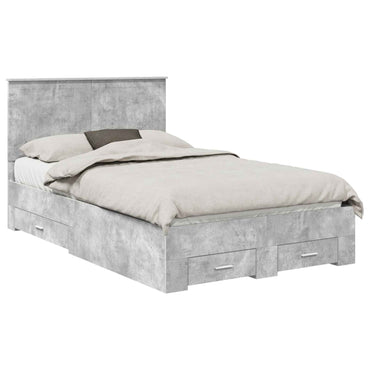vidaXL Bettrahmen mit Kopfteil Beton Grau 120 x 190 cm Holzwerkstoff