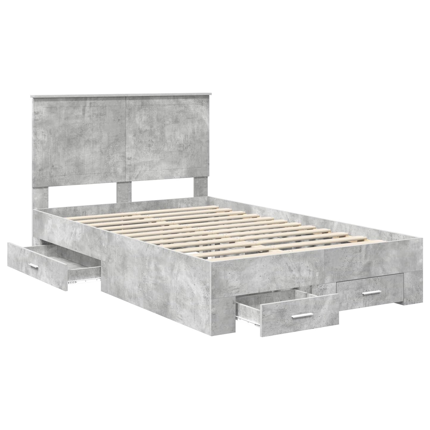 vidaXL Bettrahmen mit Kopfteil Beton Grau 120 x 190 cm Holzwerkstoff