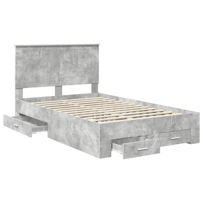 vidaXL Bettrahmen mit Kopfteil Beton Grau 120 x 190 cm Holzwerkstoff