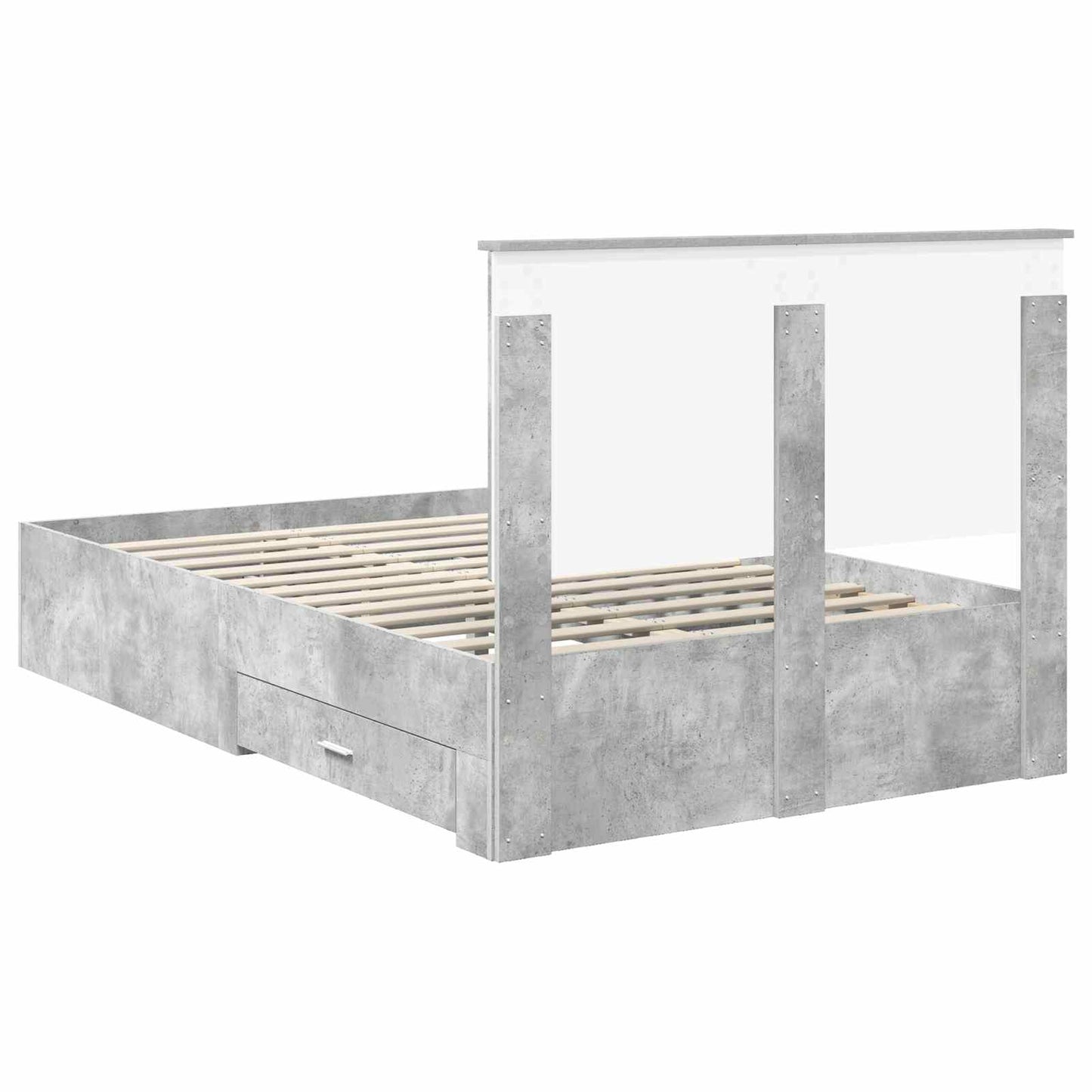 vidaXL Bettrahmen mit Kopfteil Beton Grau 120 x 190 cm Holzwerkstoff