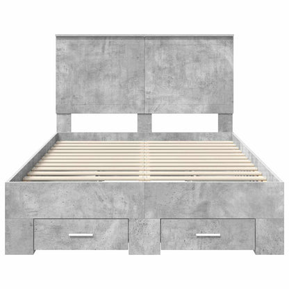 vidaXL Bettrahmen mit Kopfteil Beton Grau 120 x 190 cm Holzwerkstoff