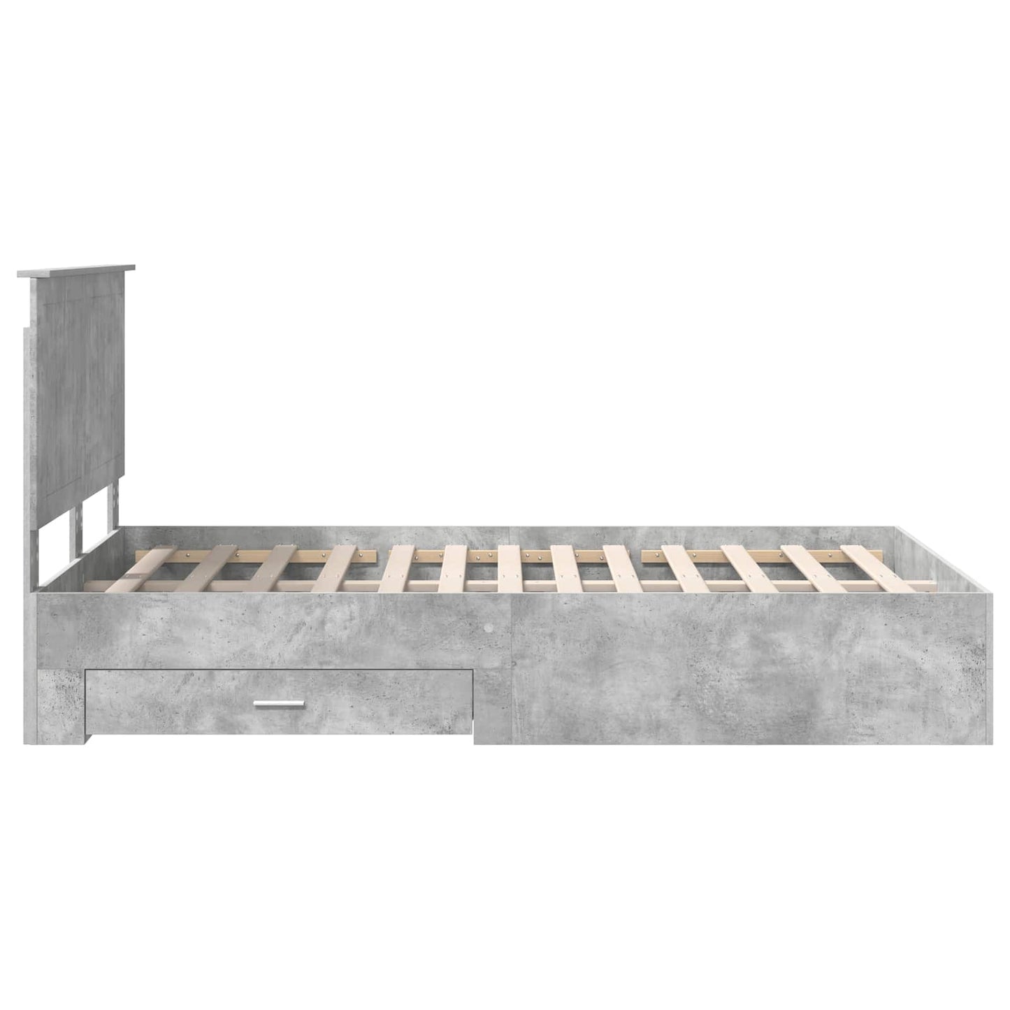 vidaXL Bettrahmen mit Kopfteil Beton Grau 120 x 190 cm Holzwerkstoff