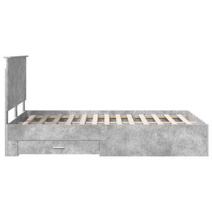 vidaXL Bettrahmen mit Kopfteil Beton Grau 120 x 190 cm Holzwerkstoff