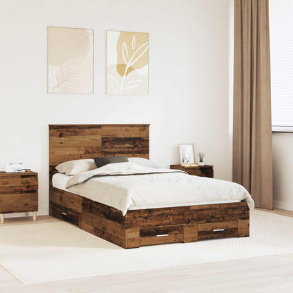 vidaXL Bettrahmen mit Kopfteil Altholz 120 x 190 cm Holzwerkstoff