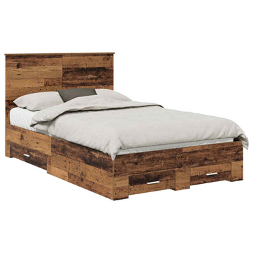 vidaXL Bettrahmen mit Kopfteil Altholz 120 x 190 cm Holzwerkstoff
