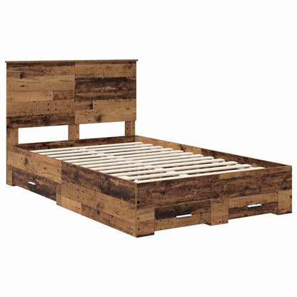 vidaXL Bettrahmen mit Kopfteil Altholz 120 x 190 cm Holzwerkstoff