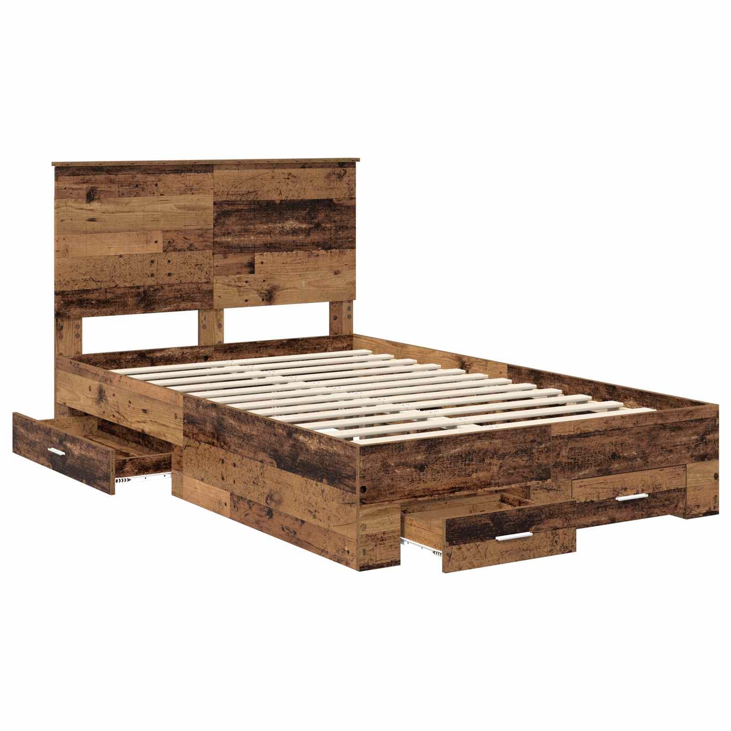 vidaXL Bettrahmen mit Kopfteil Altholz 120 x 190 cm Holzwerkstoff