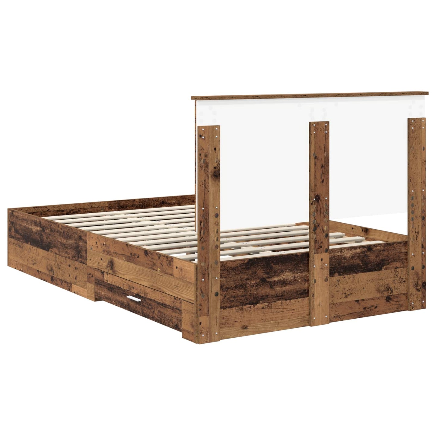 vidaXL Bettrahmen mit Kopfteil Altholz 120 x 190 cm Holzwerkstoff