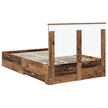 vidaXL Bettrahmen mit Kopfteil Altholz 120 x 190 cm Holzwerkstoff
