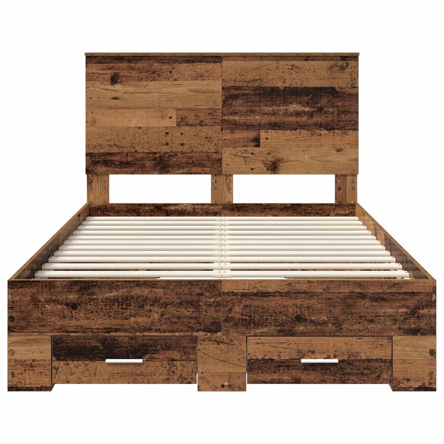 vidaXL Bettrahmen mit Kopfteil Altholz 120 x 190 cm Holzwerkstoff