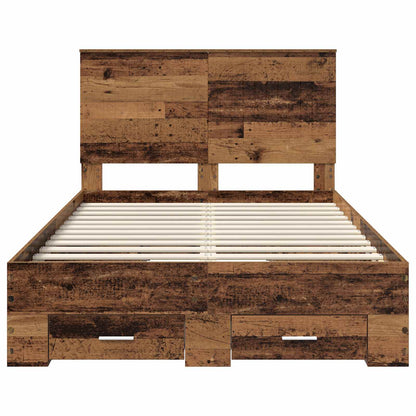 vidaXL Bettrahmen mit Kopfteil Altholz 120 x 190 cm Holzwerkstoff
