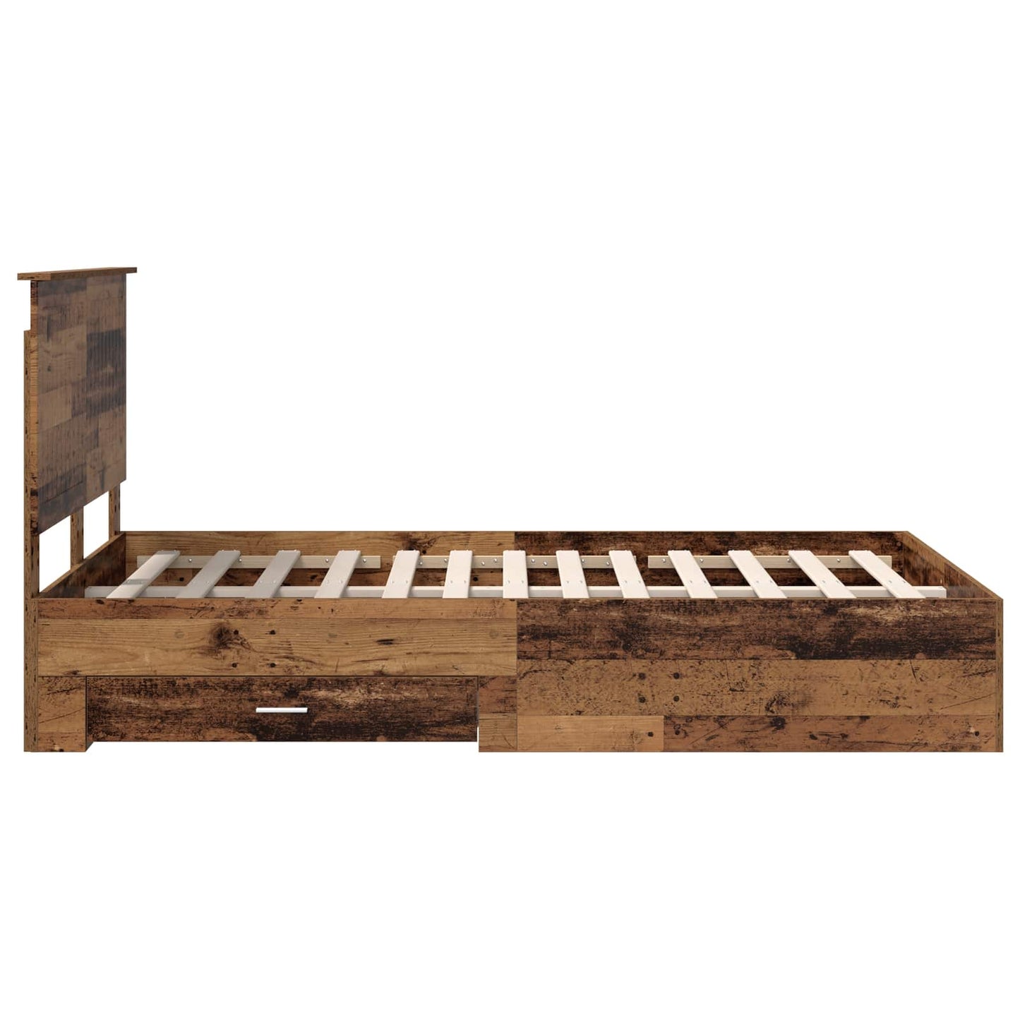 vidaXL Bettrahmen mit Kopfteil Altholz 120 x 190 cm Holzwerkstoff