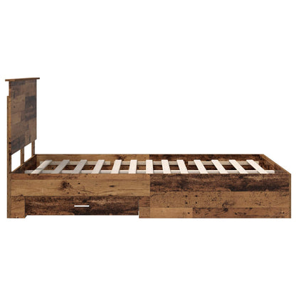 vidaXL Bettrahmen mit Kopfteil Altholz 120 x 190 cm Holzwerkstoff