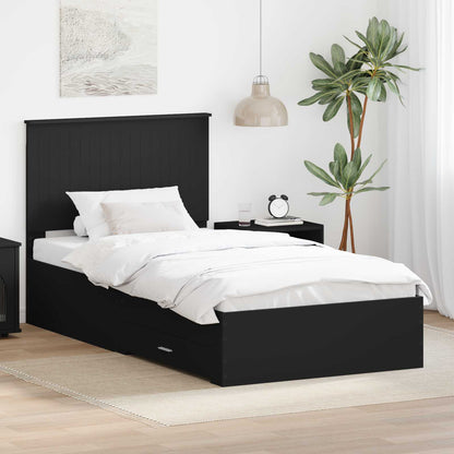 vidaXL Bettrahmen Schwarz und Silber 90 x 200 cm Holzwerkstoff