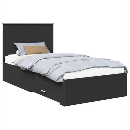 vidaXL Bettrahmen Schwarz und Silber 90 x 200 cm Holzwerkstoff