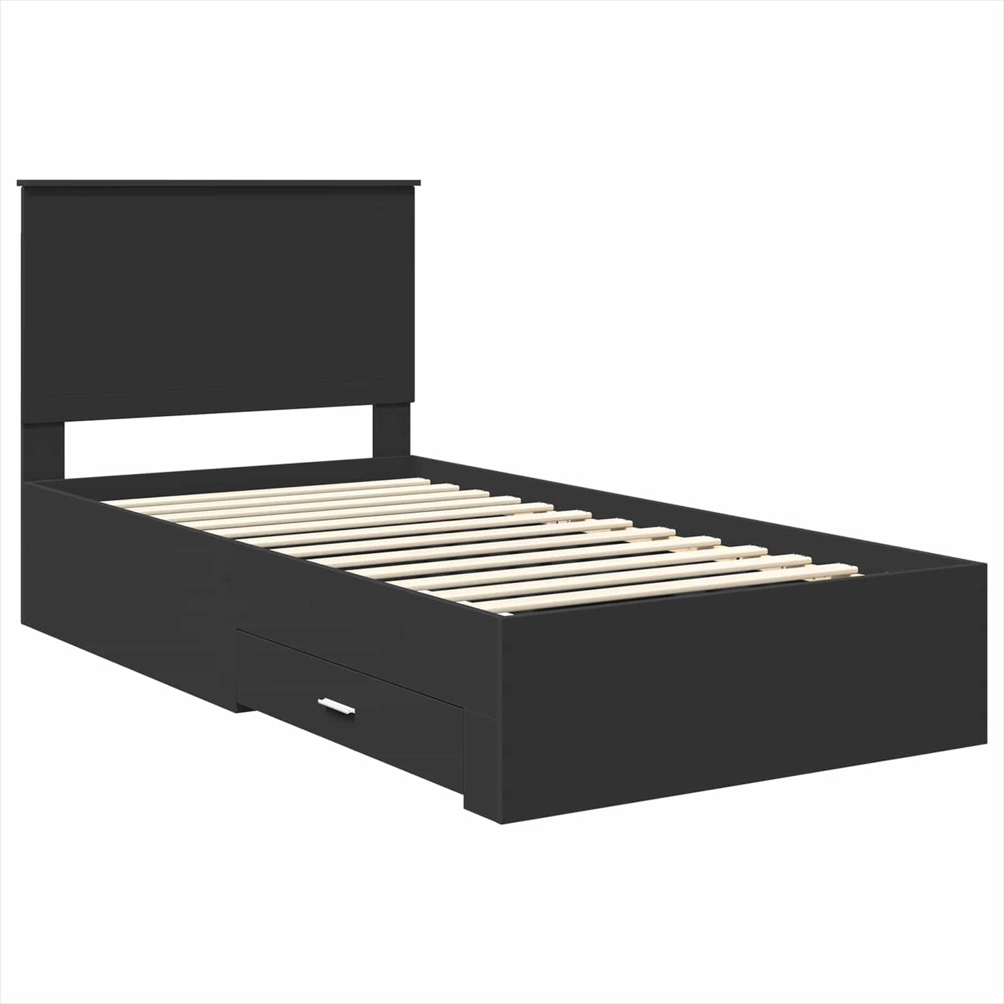 vidaXL Bettrahmen Schwarz und Silber 90 x 200 cm Holzwerkstoff