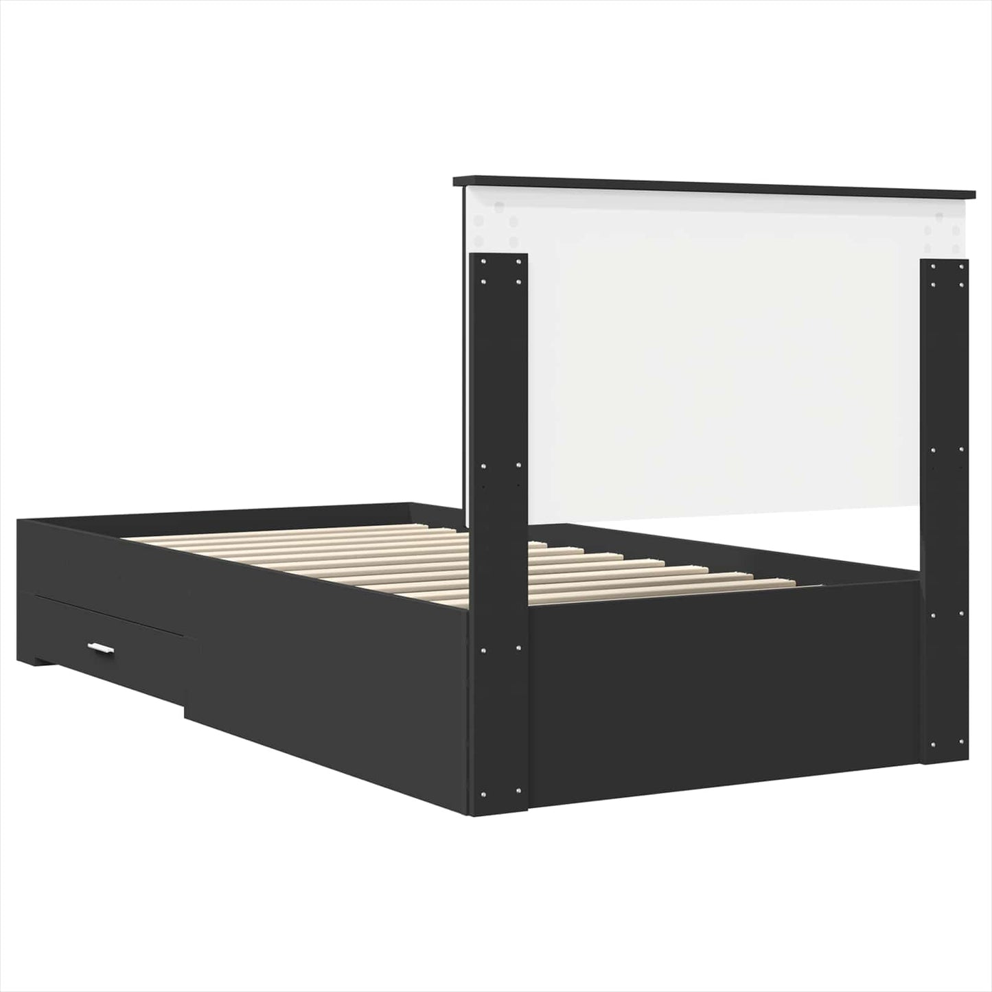 vidaXL Bettrahmen Schwarz und Silber 90 x 200 cm Holzwerkstoff