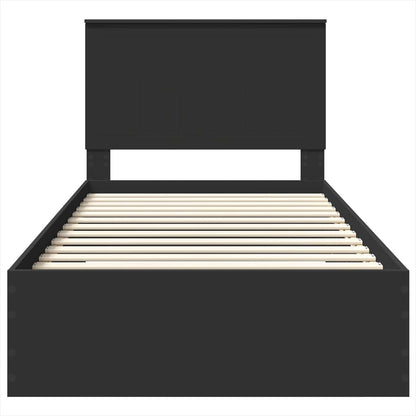 vidaXL Bettrahmen Schwarz und Silber 90 x 200 cm Holzwerkstoff