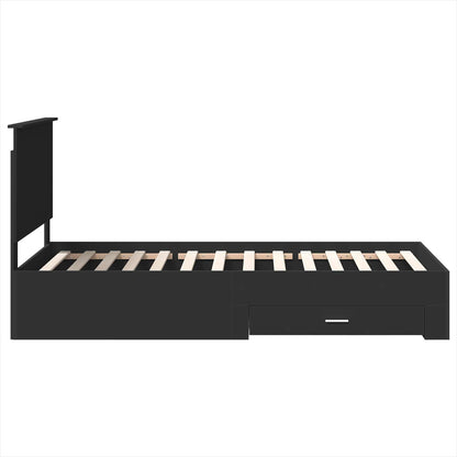 vidaXL Bettrahmen Schwarz und Silber 90 x 200 cm Holzwerkstoff