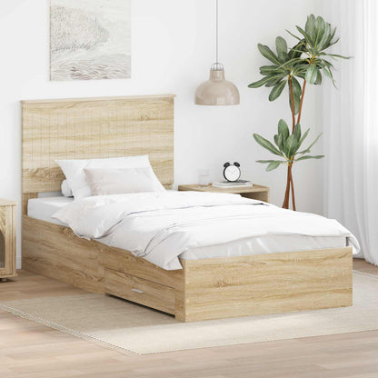 vidaXL Cadre de lit avec tête de lit chêne Sonoma 100 x 200 cm Bois d'ingénierie