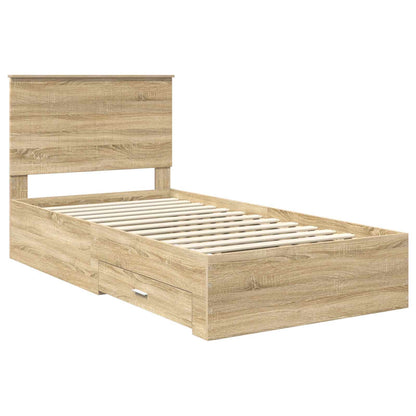 vidaXL Cadre de lit avec tête de lit chêne Sonoma 100 x 200 cm Bois d'ingénierie