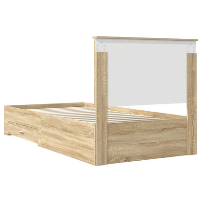 vidaXL Cadre de lit avec tête de lit chêne Sonoma 100 x 200 cm Bois d'ingénierie