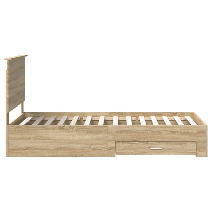 vidaXL Cadre de lit avec tête de lit chêne Sonoma 100 x 200 cm Bois d'ingénierie