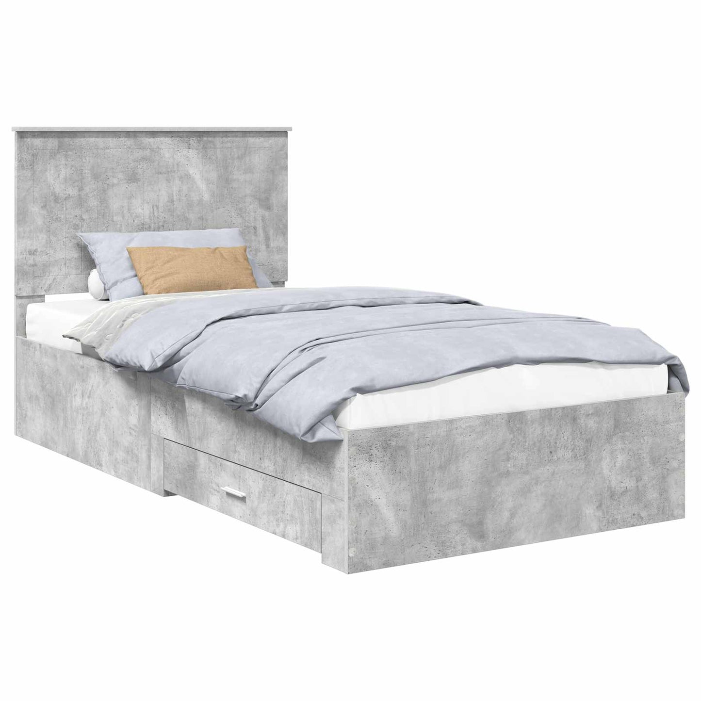 vidaXL Bettrahmen mit Kopfteil Beton Grau 100 x 200 cm Holzwerkstoff