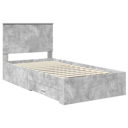 vidaXL Bettrahmen mit Kopfteil Beton Grau 100 x 200 cm Holzwerkstoff