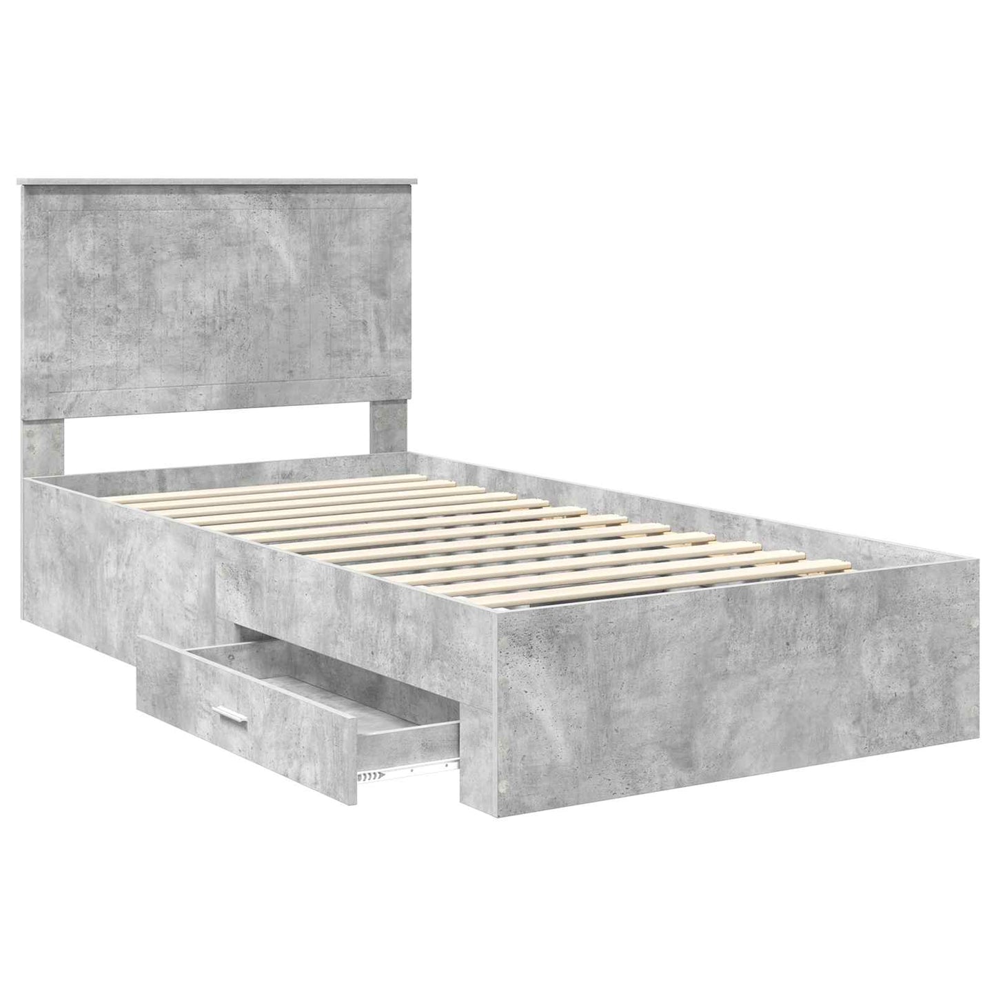vidaXL Bettrahmen mit Kopfteil Beton Grau 100 x 200 cm Holzwerkstoff