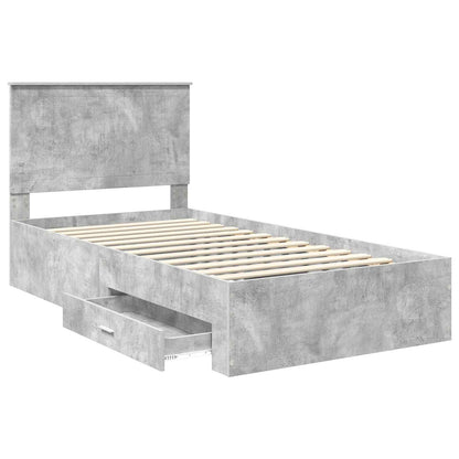 vidaXL Bettrahmen mit Kopfteil Beton Grau 100 x 200 cm Holzwerkstoff